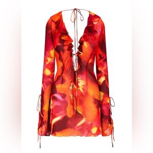 Rat & Boa Dali orange fire ruffle dress in XS